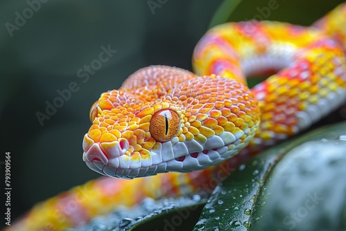 Corn Snake: Slithering on a tree branch with a striking pattern, capturing movement and elegance.