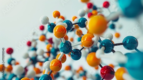 A model represents the molecular structure of the adrenaline molecule, a vital hormone, neurotransmitter, and medication, depicted in colors for different atoms photo