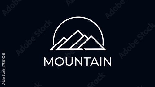 Mountain Landscape Silhouette for Outdoor Travel Adventure Vintage logo design
