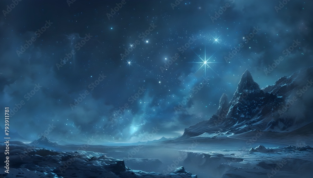 Whispers of the Starry Night - A Celestial Landscape of Enchantment and Wonder