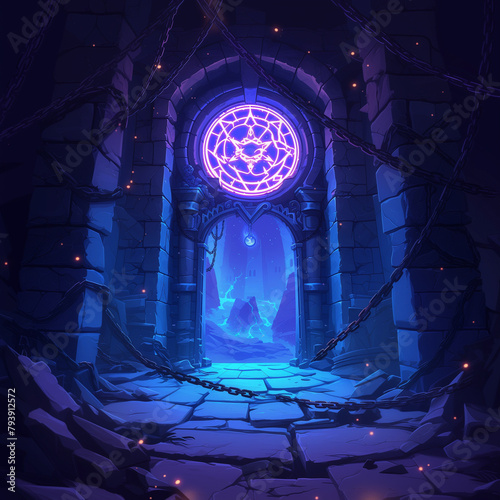 次の世界、エリアへと通じる分岐点となる魔法の扉 異世界ファンタジーゲームアニメ photo