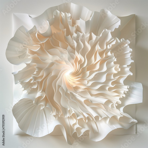 ntricate paper folding art, brightly lit studio environment, detailed paper sculptures showcase photo