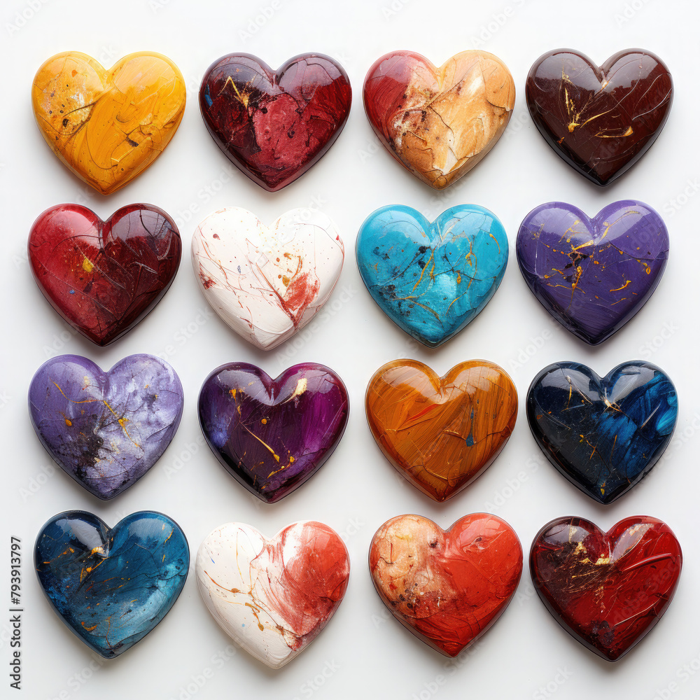 Watercolor Thick Impasto Hearts Illustration, Generative Ai Watercolor Thick Impasto Hearts Illustration, Generative Ai
