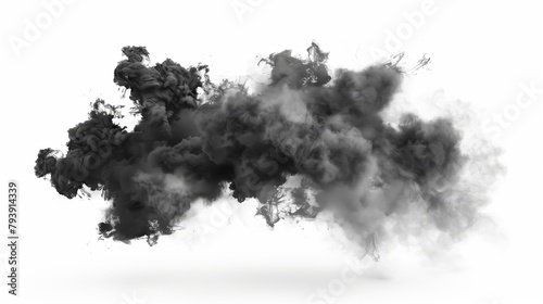 A black smoke explosion on white background