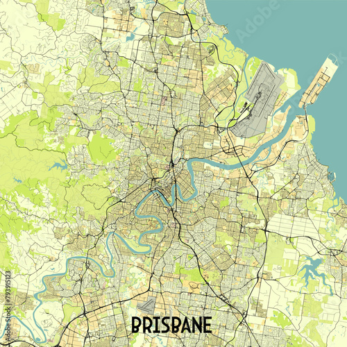Brisbane Australia map poster art