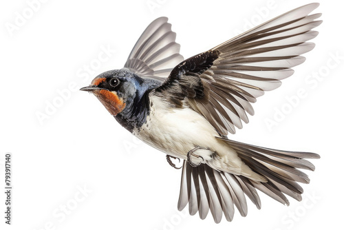 A swallow darts, agile in flight