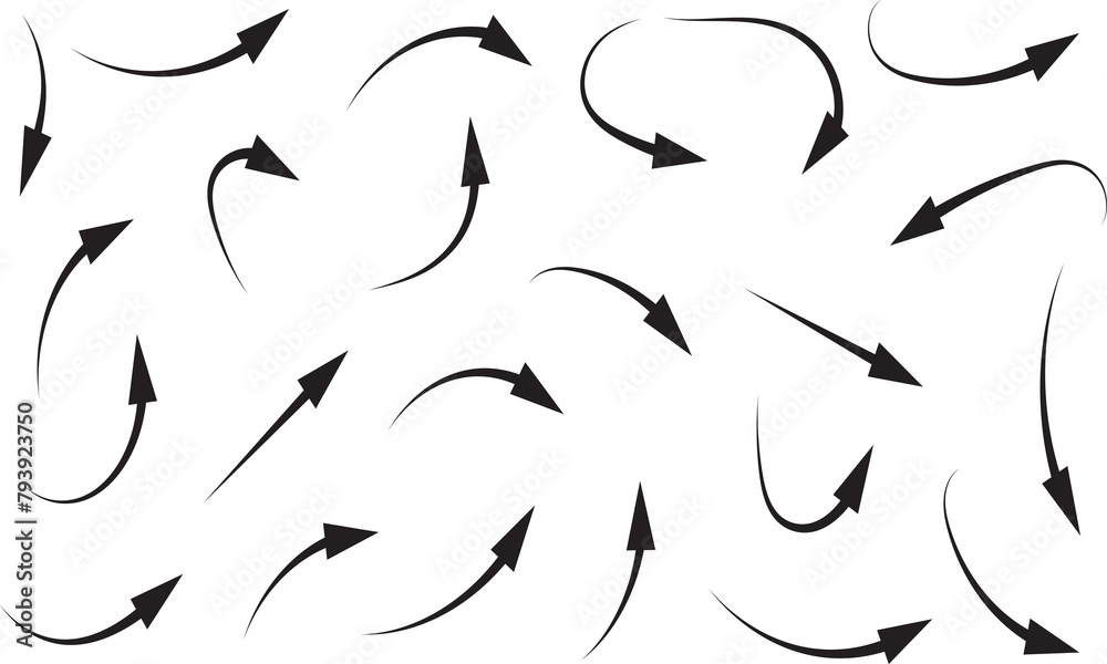 Curved arrows set for business plan, presentation and education. Sign, Symbol, Hand drawn arrow collection. illustration isolated on white background. EPS 10 Curved arrows set for business plan, presentation and education. Sign, Symbol, Hand drawn arrow collection. illustration isolated on white background. EPS 10