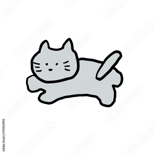 ねこ　手書き　イラスト　線画