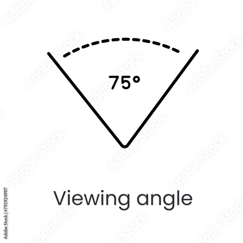 Viewing angle line vector icon with editable stroke