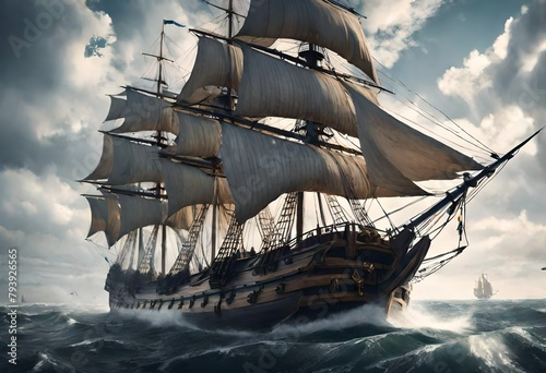 Obraz na płótnie ship in the sea w salonie