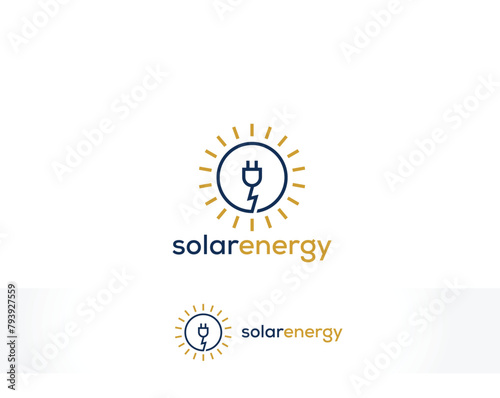 solar energy logo, sun and electric plug symbol, Natural energy power sign (ID: 793927559)