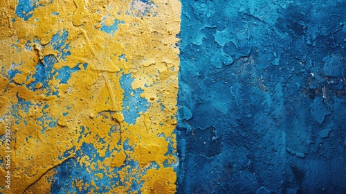 horizontal banner, celebration of Sweden's National Day, Swedish Flag Day background, abstract background, stone wall texture, paint strokes, copy space, free space for text photo