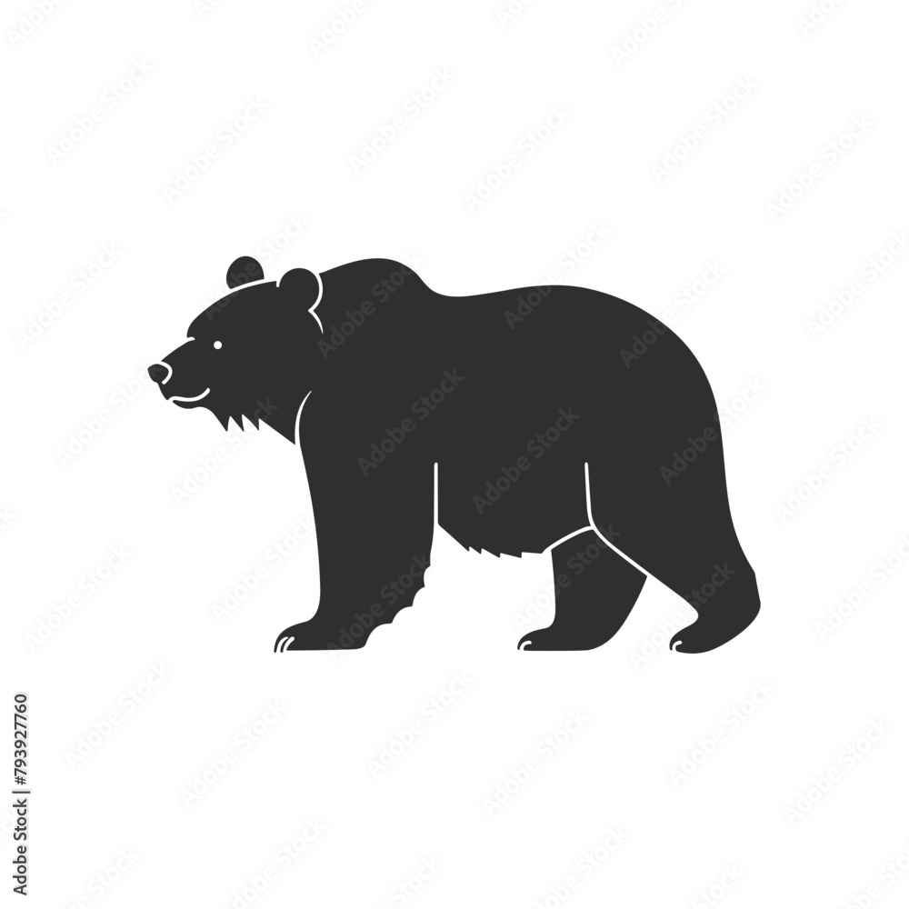 Fototapeta premium bear logo silhouette Vector bear silhouette isolated flat vector icon logo for animal wildlife apps, design for safety signs, logotype and websites 