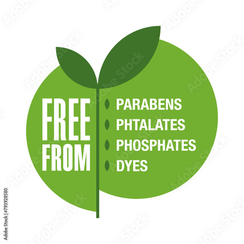 Free from parabens, dyes - semicircle label