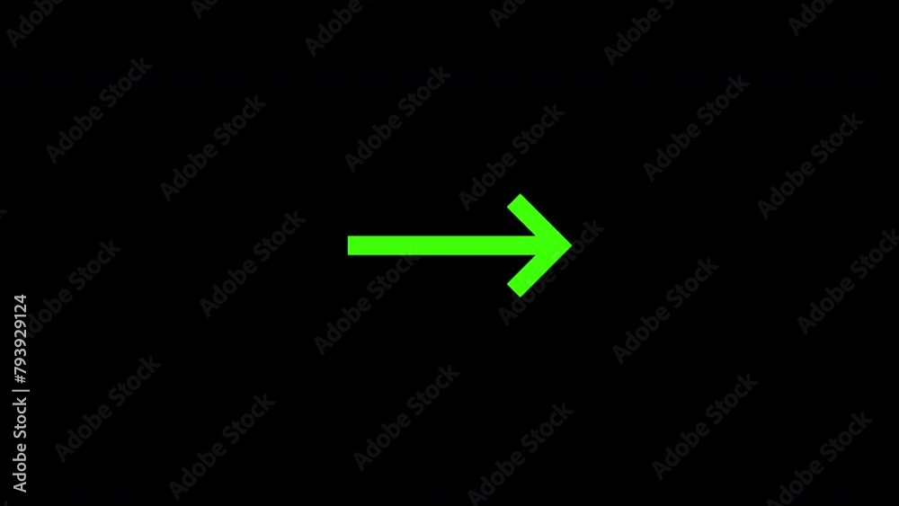 Animated flashing Green arrow icon on black transparent background. Loop. Animated flashing Green arrow icon on black transparent background. Loop.