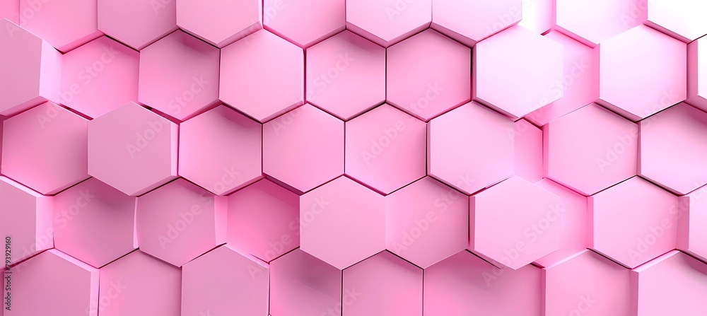 Pink Hexagon Abstraction: Vibrant Patterns in an Ultrawide Banner Background