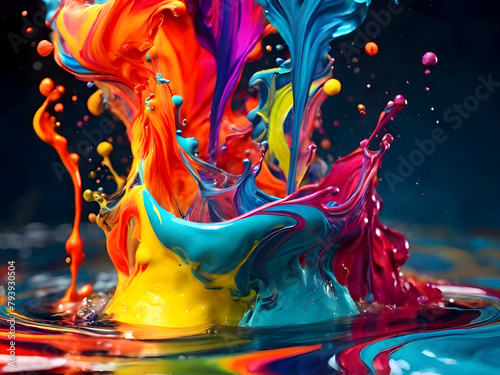 Viscous oil paint with splashes Abstract style splash, blast, splash. Beautiful pastel colors.