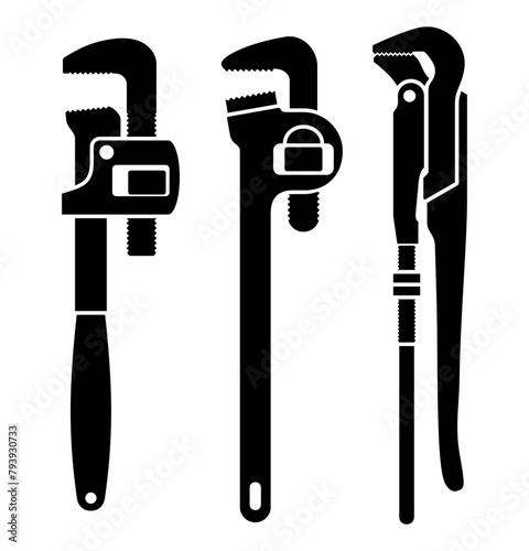 Spanner pipe wrench, monochrome style