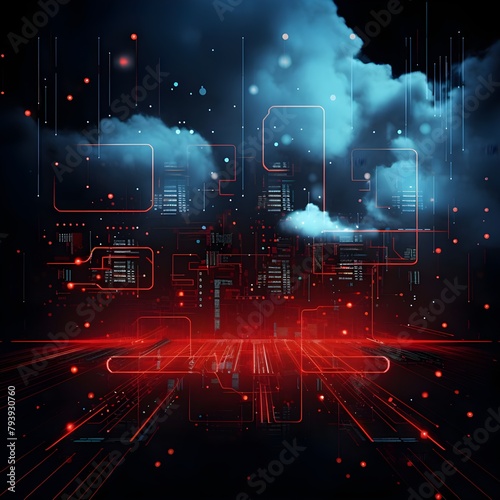 An electronic cloud featuring numerous icons and lines Background in abstract technology; business and growth strategy 