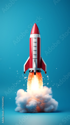 3D red rocket
