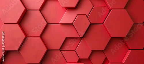 Vibrant Red Hexagonal Patterns: Captivating Ultrawide Banner Background with Abstract Flair