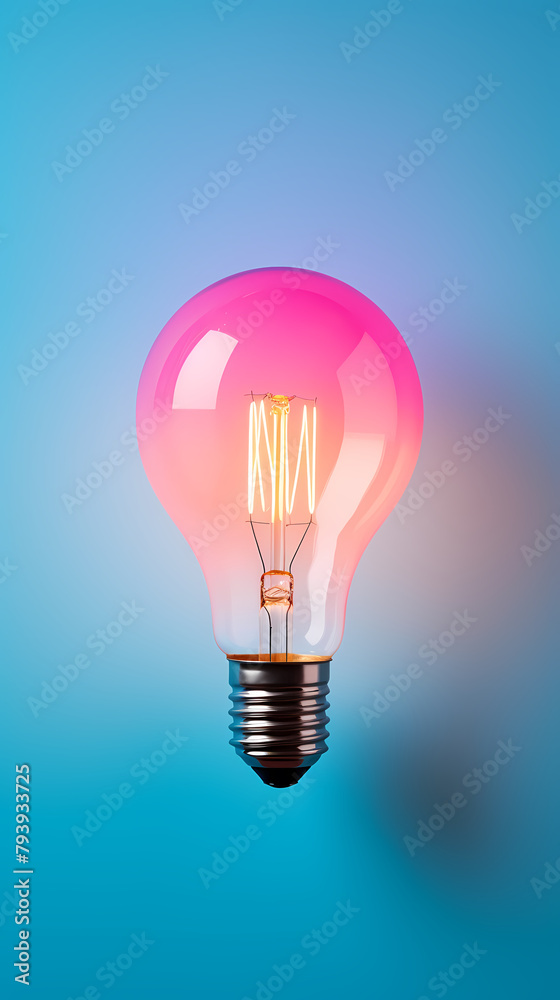Light bulbs hanging on the orange and blue wall Light bulbs hanging on the orange and blue wall