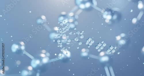 Menaquinone, rotating 3D model of vitamin k2, seamless looped video, molecular structure with selective focus