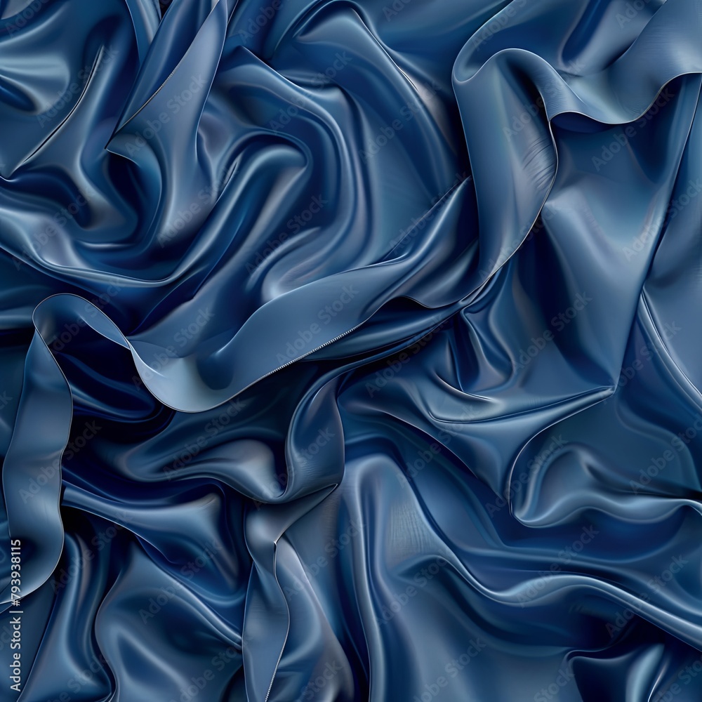 Fototapeta premium Luxurious Blue Fabric Folds Depth Fashion Wallpaper