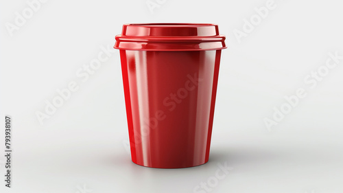 red coffee cup on white background