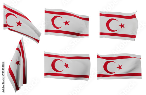 Large pictures of six different positions of the flag of Northern Cyprus