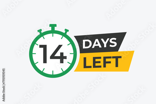 14 days to go countdown template. 14 day Countdown left days banner design. 14 Days left countdown timer 