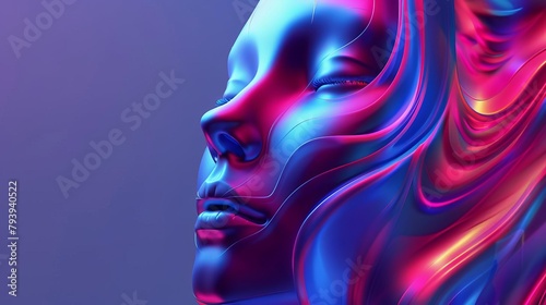 abstract colorful human face futuristic 3d render