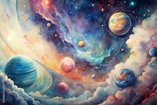 Cosmic creativity: handmade watercolor of stars