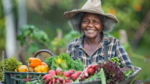 A Joyful Gardener and Fresh Vegetables