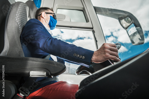 Modern Coach Bus Caucasian Driver