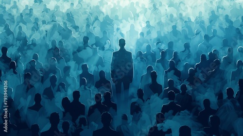 businessman standing out in a crowd leadership and individuality concept digital illustration photo