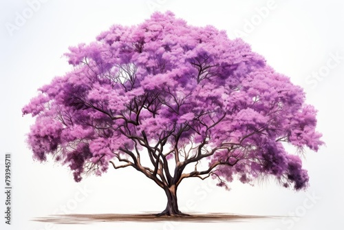 A tall, majestic tree with pink flowers in full bloom against a white background. © Expert Mind