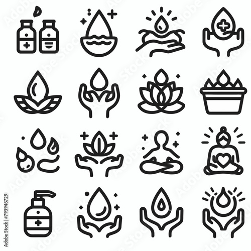 outline wellness icon set silhouette vector illustration white background