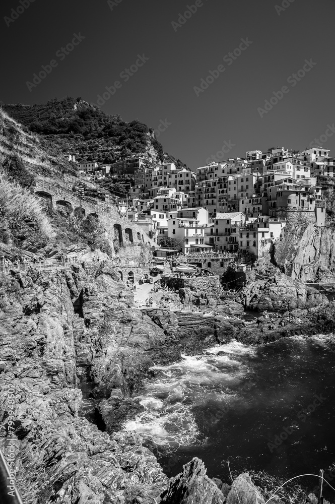 Magic of the Cinque Terre. Timeless images. Manarola in black and white
