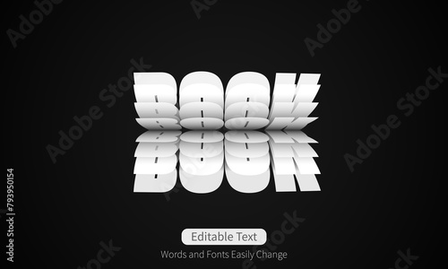 Changeable realistic 3d book page text, easily editable letter, 3D white text for book, banner concept