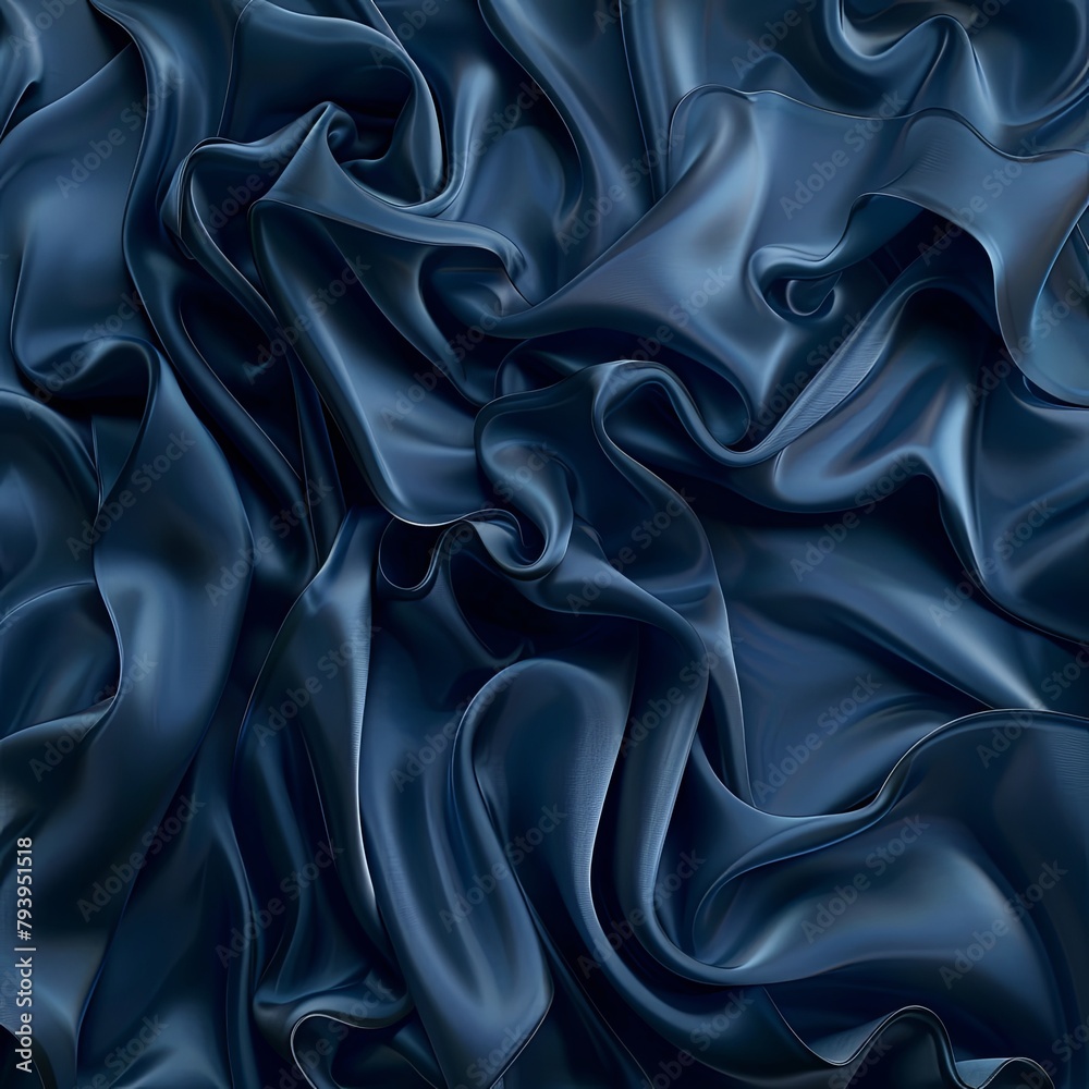 Fototapeta premium Luxurious Blue Fabric Folds Depth Fashion Wallpaper