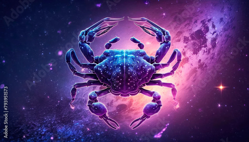 cancer zodiac sign on space background. Generative AI 