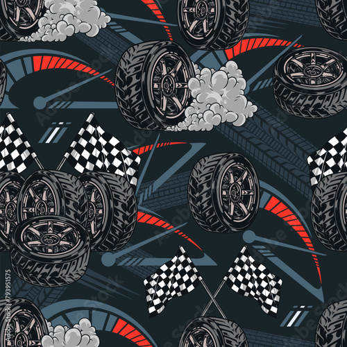 Car motorsport pattern seamless colorful