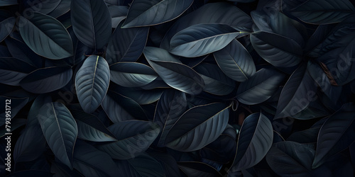 Tropical Leaf Background  Abstract Black Foliage  Dark Tropical Foliage  Abstract Leaves Background - Ai Generated