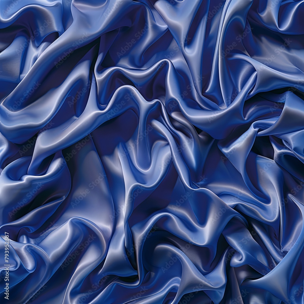 Obraz premium Luxurious Blue Fabric Folds Depth Fashion Wallpaper