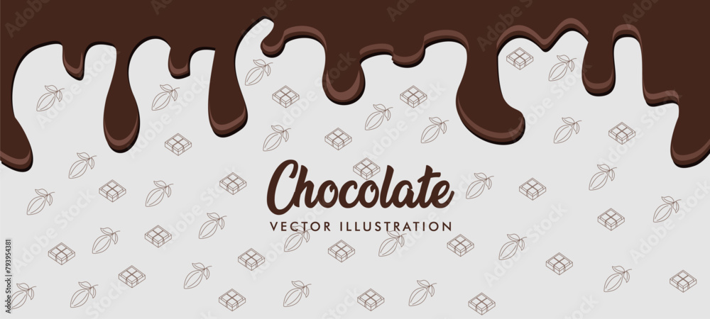 Dripping melted chocolates isolated illustration background flat design vector illustration Dripping melted chocolates isolated illustration background flat design vector illustration