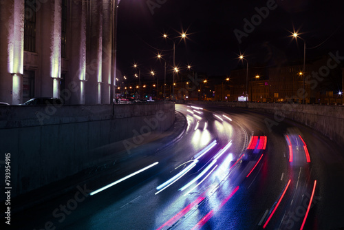 Speed Blurry Night Lights, Ride in the City, Car Ride, Evening Travel, City Lights, © Leka