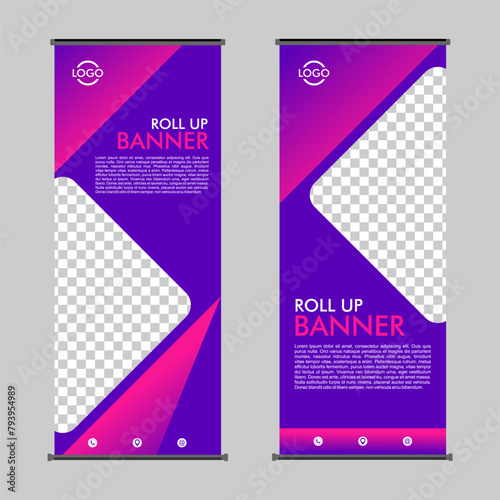 Roll Up Banner. Abstract background. Vertical, banner stand rectangle size pull up design modern x-banner