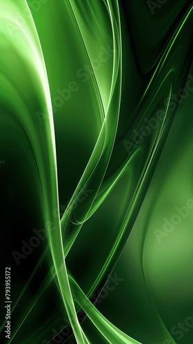 Abstract green background with smooth lines and curves, high resolution, professional photograph, detailed, HDR, soft light silhouette lighting
