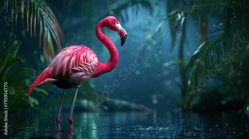 flamingo standing water beautiful nature